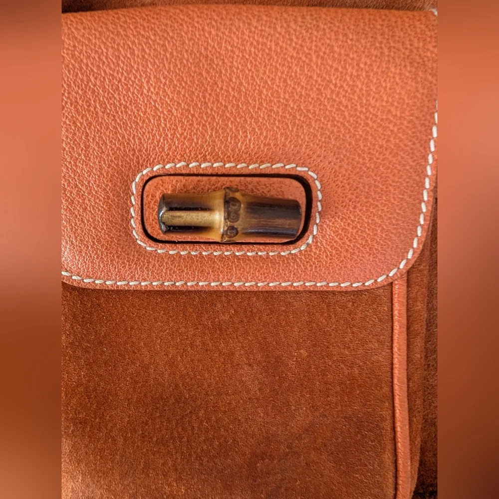 Gucci Bamboo Vintage Suede and Leather Backpack